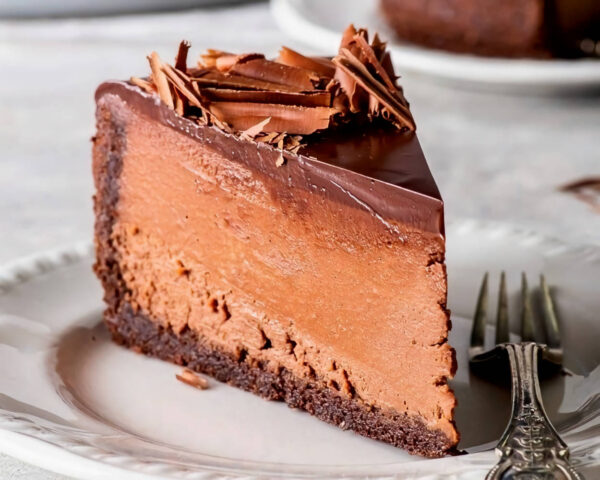 Slice of chocolate cheesecake