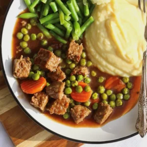 Lamb casserole with mash, beans, cabbage