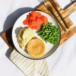 Meat Pie with Mash Potatoes, Beans, and Carrot